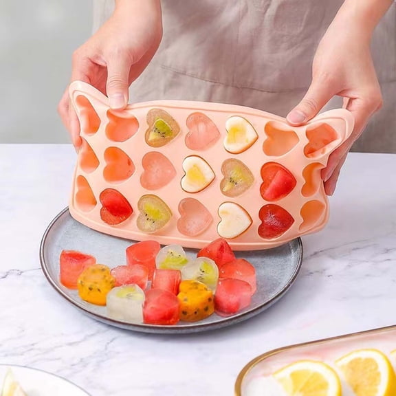 21-Cavity Heart Shaped Silicone Ice Cube Tray, Soft Flexible Mold for Easy Release, Food-Safe for Drinks and Desserts
