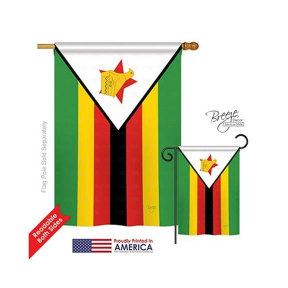 Breeze Decor 08283 Zimbabwe 2-Sided Vertical Impression House Flag - 28 x 40 in.