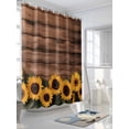 thumbnail image 3 of Vintage Country Shower Curtain, Wood Texture Sunflower Bathroom Decor Curtains Set with Hooks, Gold Brown Waterproof Fabric Home Accessories， 72 X 78 Inch Long, 3 of 6