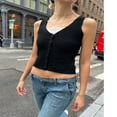 thumbnail image 2 of EIMELI Women Knit Tank Tops Solid Color Ribbed Sleeveless V-Neck Button Front Slim Waistcoat, 2 of 5