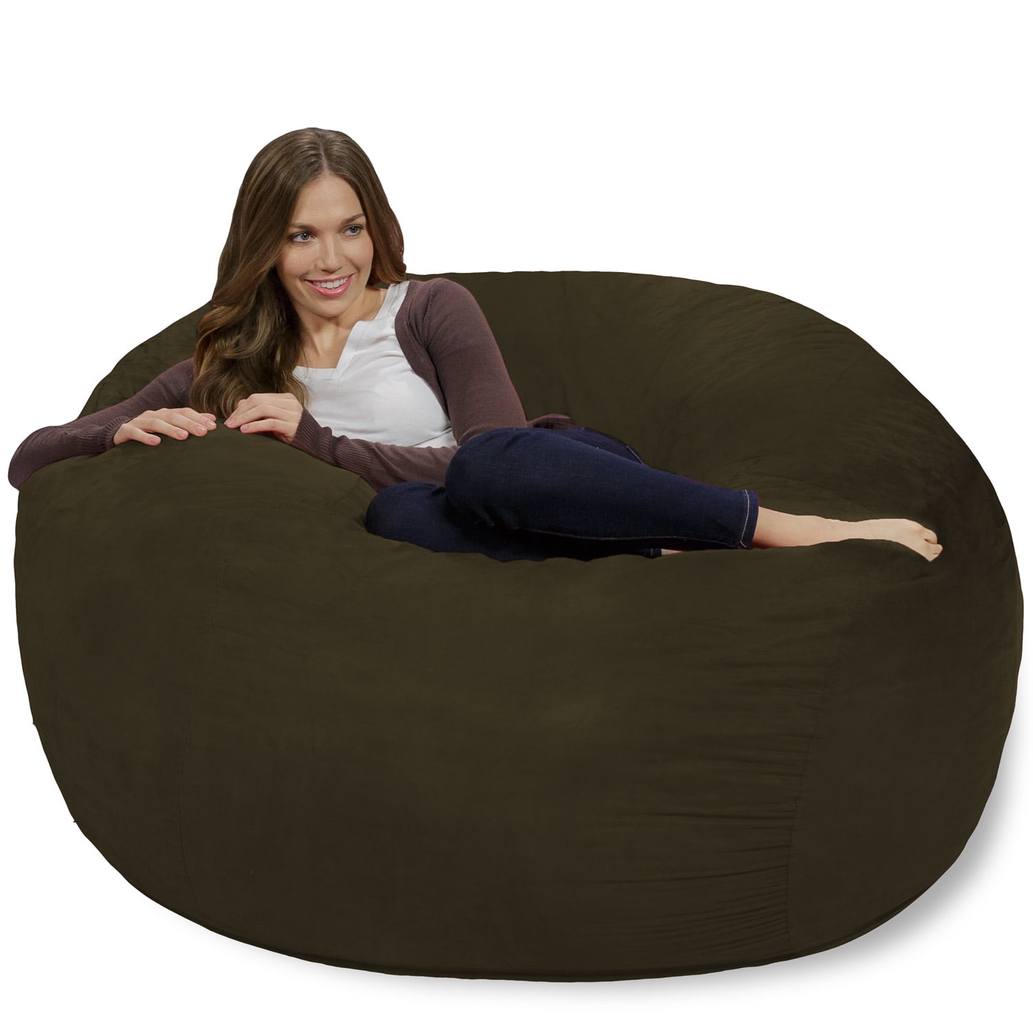 Chill Sack Bean Bag Chair, Memory Foam Lounger with Microsuede Cover, Kids, Adults, 4 ft, Olive