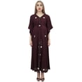 thumbnail image 5 of Bimba Women Brown Drawstring Maternity Sleepwear 3/4 Sleeve Moms Maxi Dress - 12, 5 of 8