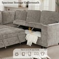thumbnail image 3 of MOONMISS L-Shaped Sofa with Pull Out Sofa Bed, Sleeper Sofa Couch Bed with Storage Seat, 5 Seat Sectional Sofa Bed with USB, Sectional Sofa Couch for Living Room, Apartment,Light Brown, 3 of 5