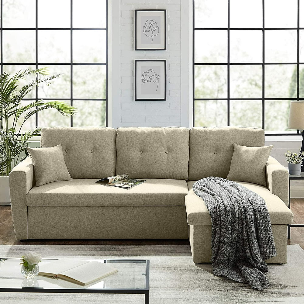 Tribesigns 866” Convertible Sectional Sofa Couch Modern Linen Fabric