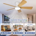 thumbnail image 3 of 42-Inch Low Profile Ceiling Fan with Light - Dimmable LED, 6-Speed and 3 CCT, Quiet DC Motor, Remote Control, 5 Burlywood Blades for Indoor/Outdoor, 3 of 9