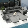 thumbnail image 5 of LayinSun 11 Pieces Aluminum Patio Furniture Set, Modern Modular Sectional Sofa with Coffee Table and Upgrade Thickness Cushion, 5 of 8