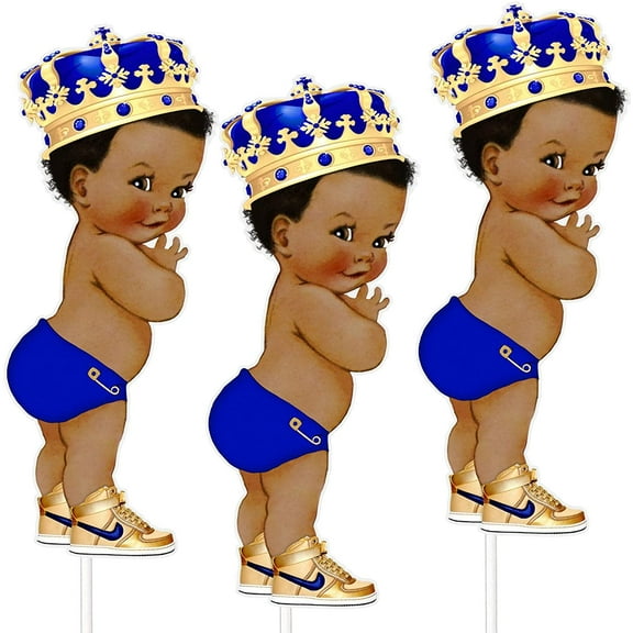 Royal Blue Little Centerpieces, Set of 3 African Birthday Centerpieces, Baby Shower Party Supplies Table Decoration 10 inches