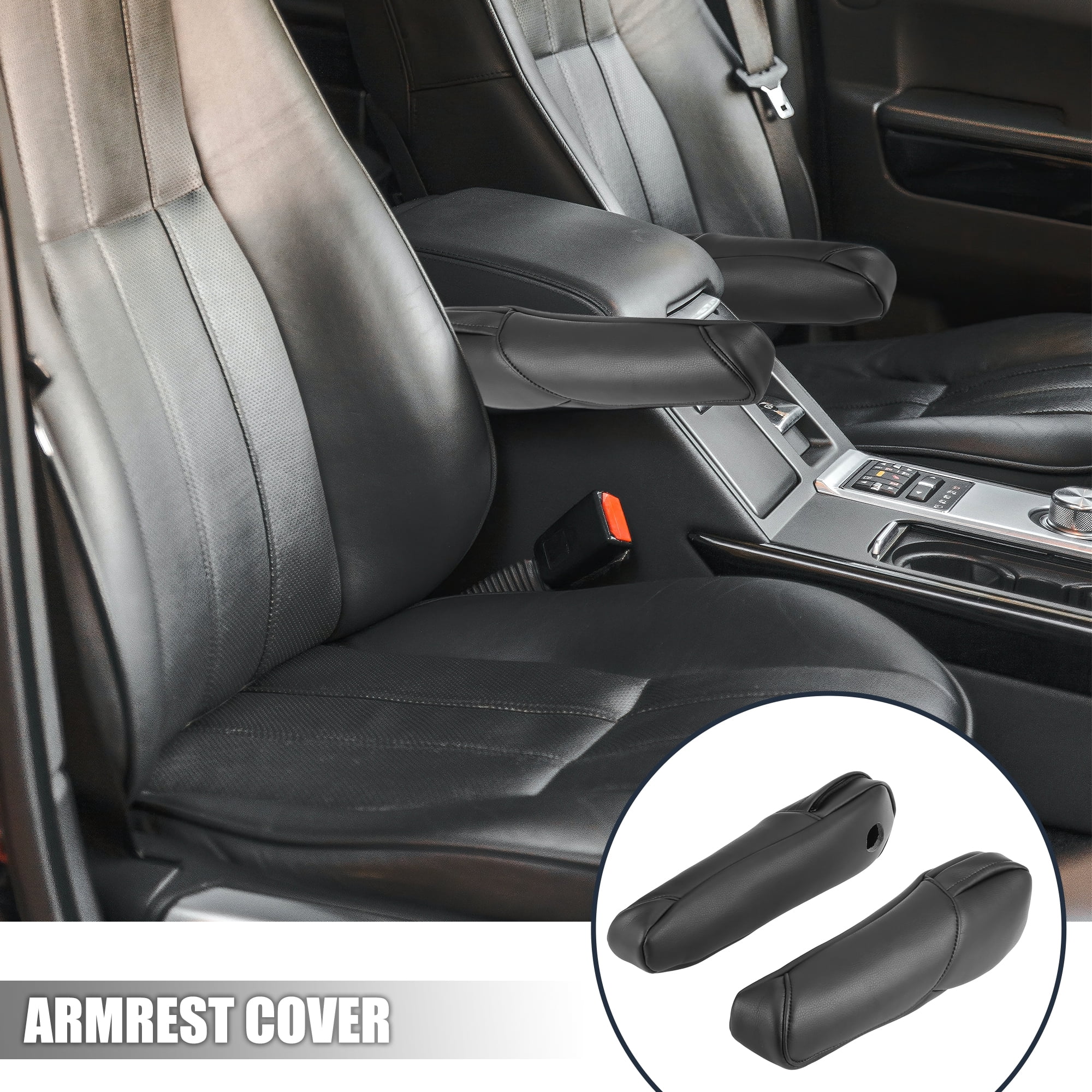 1 Pair Auto Front Seat Armrest Cover Replacement Microfiber Leather Black for Honda CR-V 2007-2009