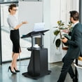 thumbnail image 4 of Costway Ensemble de 2 Bureaux Debout Réglables en Hauteur Podium Mobile avec Dessus Inclinable et Armoire à Porte, 4 of 10