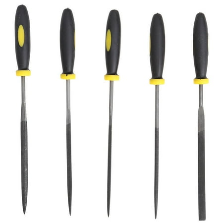

5PCS Portable Wood Rasp File Double Color Plastic Handle Shaping File Woodworking Trimming File Anti-slip Handle Needle
