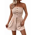 thumbnail image 1 of Combinaison Courte Imprimée Sans Bretelles pour Femmes, Tenue de Plage une Pièce, Abricot TTTG, 1 of 8