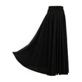 thumbnail image 4 of TiaoBug Womens Pleated Folk Maxi Skirt High Waist Solid Color Dance Skirt for Stage Performance Dancing Black 5XL, 4 of 6