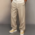 thumbnail image 2 of VV AVEORS Mens Workout Pants Baggy Casual Straight Leg Elastic Waisted Drawstring Sweatpants Breathable Outdoor Trousers Beige 3XL, 2 of 4