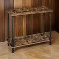 thumbnail image 6 of Wood and Metal Frame Console Table with Open Bottom Shelf, Rustic Brown, 6 of 6