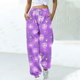 thumbnail image 2 of miqiqism Clearance Cute Heart High Waist Sweatpant Women Loose Drawstring Cinch Bottom with Pocket, Casual Lounge Womens Pajams Pants, Comfy Workout Going Out Sweat Pant,02_Purple,Large, 2 of 5