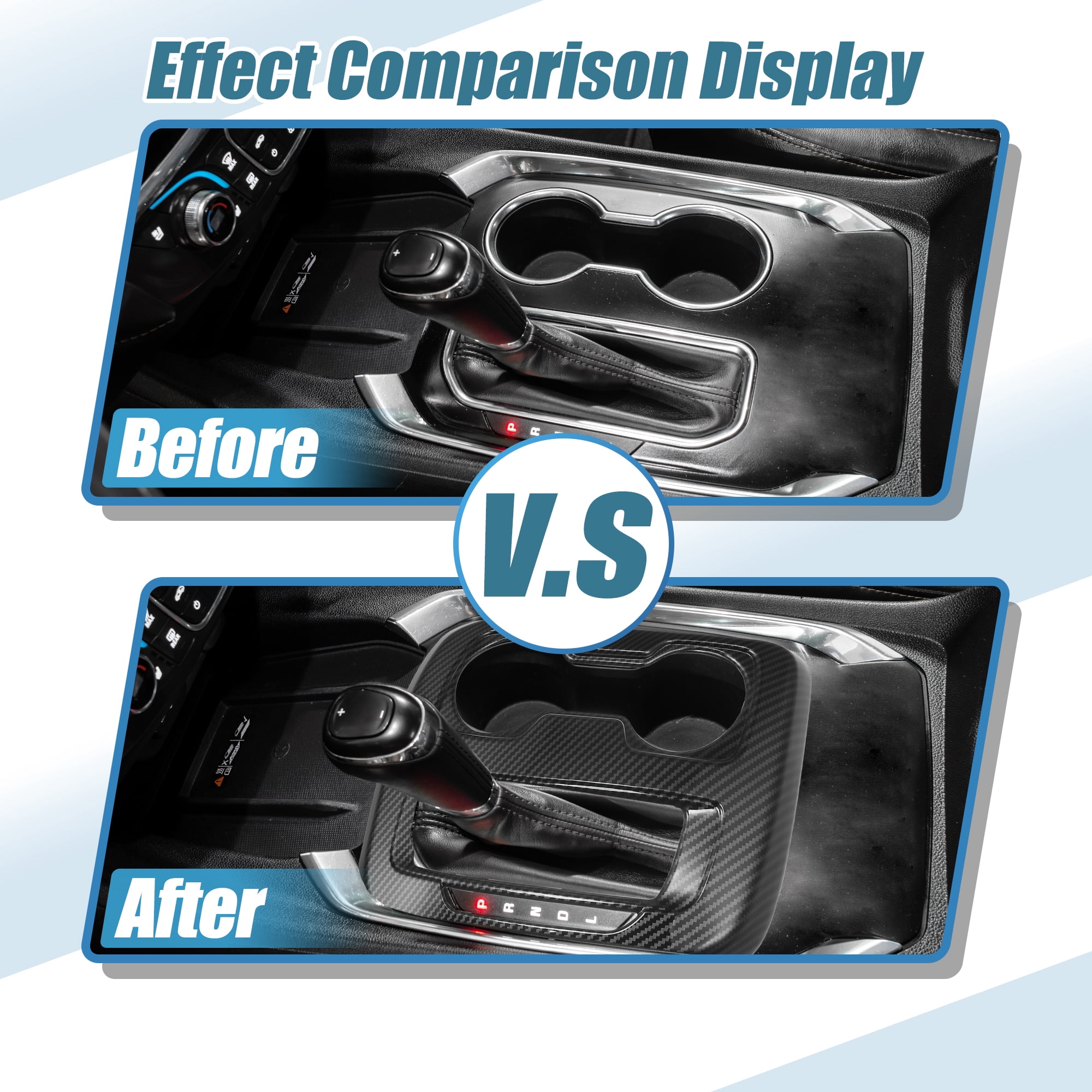 Carbon Fiber Pattern Central Control Gear Shift Panel Cover Trim Accessories for Chevrolet Colorado 2015-2022 Black