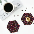 thumbnail image 4 of KLL doodle hearts Drink Coasters Set of 4,PU Leather Absorbent Coasters Set Decorative Coffee Cup Coasters Housewarming Gift for Home Decor-Hexagon, 4 of 6