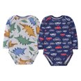 thumbnail image 2 of Bellafa 100% Cotton Baby Boys Long Sleeve Bodysuit Dinosuar Truck Baby Romper Infant Boy's Sung Fit Onesies-2 Piece, 2 of 8