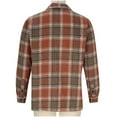 thumbnail image 4 of Men's Classic Fit Flannel Plaid Shirt Shackets 2 Chest Pockets Long Sleeve Button Down Collared Blouses Jackets (XL, Brown), 4 of 6