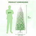 thumbnail image 5 of 6ft Pre-lit Snow Flocked Pencil Christmas Tree Fir Hinged Slim Corner Xmas Tree Holiday Decoration with 250 Incandescent Warm White Lights & 814 Snow Branch Tips, Green Gradien, 5 of 8