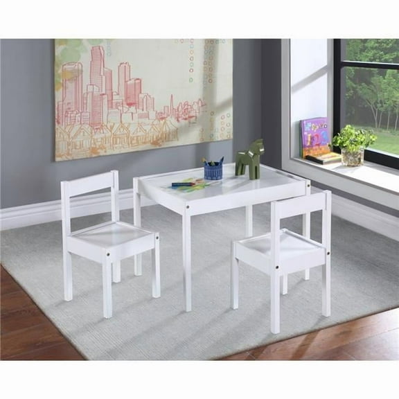 KD Muebles de comedor Kids 3-Piece Non-toxic Activity Table and Chair Set, White