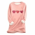 thumbnail image 2 of Jinhomg Novelty Cute Sweatshirt for Women Holiday Casual Heart Print Fleece Loungewear Tops Winter Soft Cozy Long Sleeve Crewneck Sleepwear Pink XXXL, 2 of 3