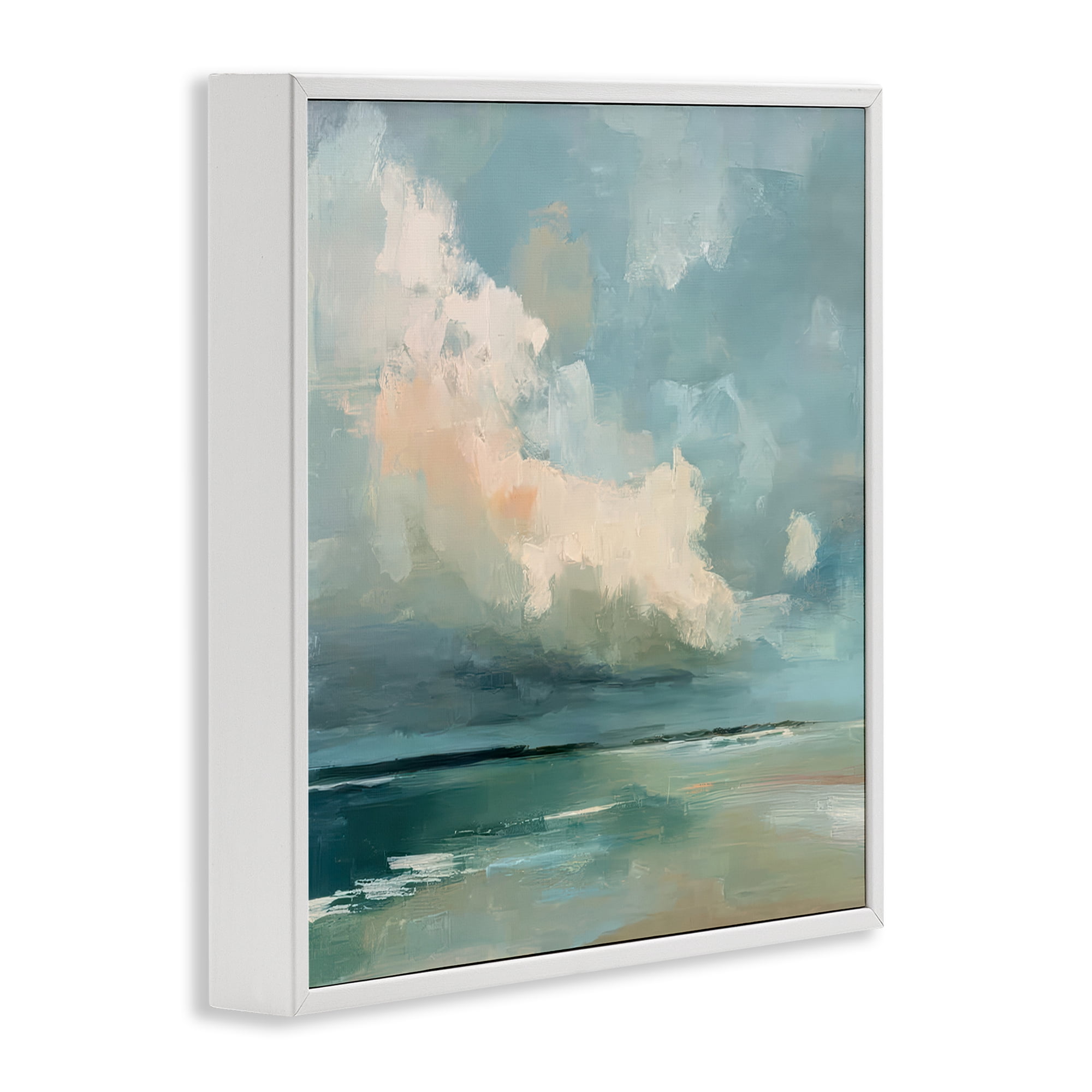 Stupell Industries Stormy Beach with Overhead Clouds White Framed Giclee Art, design by Kim Curinga