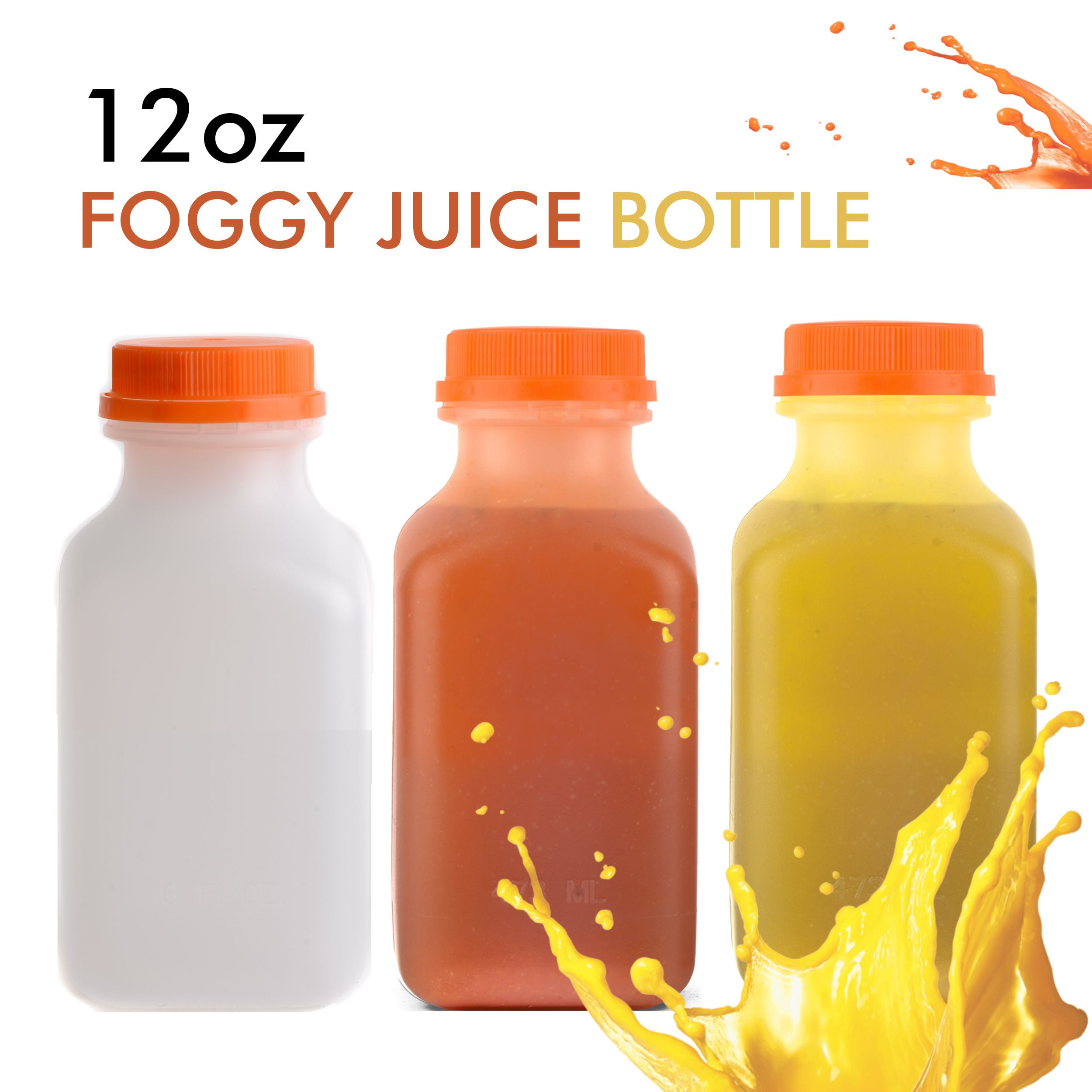 8oz (240ml) Juice Bottles with Caps for Juicing Reusable Clear