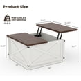 thumbnail image 2 of Farmhouse Coffee Table with Lift Top, 31.5" Square Rustic Cocktail Table with Storage, x-Shaped Design & Industrial Metal Accents, Sturdy Wood Center Table for Living Room, 2 of 7