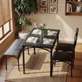 thumbnail image 1 of 4Pcs Dining Table Set with Upholstered Bench for Small Spaces Kitchen Table and 2 Chairs with Bench for Apartment Dining Compact 4 Person Dinette Set for Breakfast Nook & Small Dining Room, 1 of 8