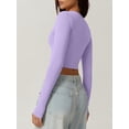 thumbnail image 3 of Douhoow Women Square Neck Crop Tops Long Sleeve Slim Fit Cropped T Shirts Solid Color Short Tops, 3 of 6