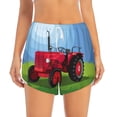 thumbnail image 2 of Rateoe Tractor on farming land Printed 2 in 1 Women's Workout Shorts for Athletic Gym Running Shorts with Phone Pockets-XX-Large, 2 of 7