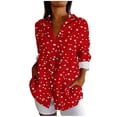 thumbnail image 5 of Classic Polka Dot Print Shirt for Women Long Sleeve Button Down Collared Relaxed Fit Versatile Casual Office Blouse, 5 of 6