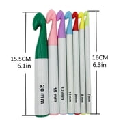 ZUARFY 7 Pieces Huge Plastic Handle Crochet Hooks Set Large Size 7mm-20mm Colorful Sweater Knitting Needles Yarn Sewing Tools