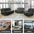 thumbnail image 4 of Aukfa 3 Piece Sofa Set - 61" Wide Upholstered Loveseat Couch for Living Room Bedroom, Leather, Black, 4 of 10