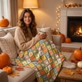 thumbnail image 2 of Halloween Sale Clearance!Fall Decorations for Home, Autumns Thanksgiving Flannel Throw Blanket 5 Cute Fall Patterns Plushs Blanket 70x100cm For Sofa Bed Camping Warm Light Weight Cover, 2 of 9