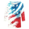 thumbnail image 4 of Cavosen USA Flag Shirts for Women Petite Independence Day 3/4 Sleeve Crewneck T Shirts American Flag Graphic Shirts Lady S 4th of July Casual Shirts Red White and Blue Tunic Tees Patriotic Clothes, 4 of 5