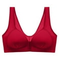 thumbnail image 3 of Swuxness Women's Thin Push Up Wireless Bra, Women's Front Closure Bra, Women's Solid Color Wide Straps Support Everyday Bra with Side Coverage Red, L, 3 of 5