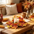 thumbnail image 6 of Faux Maple Leaf Pumpkin Candle Ring Wreath, Artificial Fall Table Centerpiece with Berries for Thanksgiving , Rustic Home Decor for Pillar Candles, Mantel, and Dining Table, 6 of 6