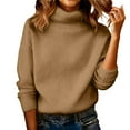thumbnail image 1 of Comdrip Chandails Confortables pour Femmes Chandails Surdimensionnés Confortables en Tricot Col Rond Automne Chandail Tendance Tenues d'Automne Chandail Col Roulé Femmes, Kaki G, 1 of 5