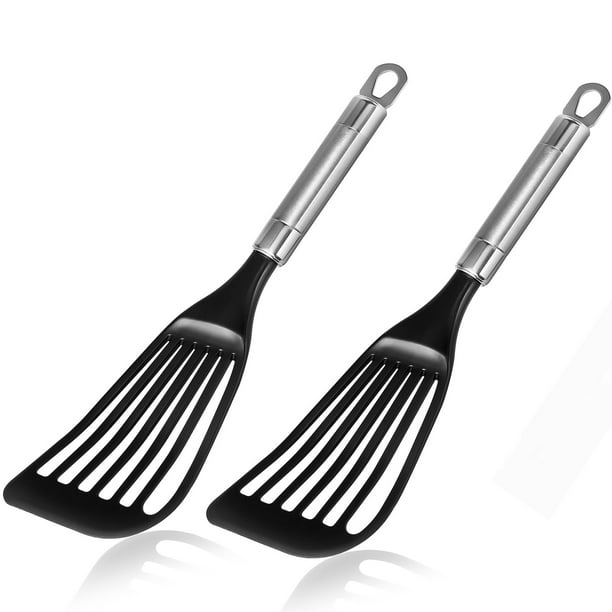 Utensilios de cocina antiadherentes de nailon negro con espátulas para pescado KSENDALO (paquete de 2)