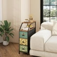 thumbnail image 5 of Narrow Dresser Tall Skinny Storage Tower Vertical Slim Chest of Drawers with Charging Station Small Nightstand Side Table for Bedroom, Bathroom, Small Spaces (Retro Flower, 3 Drawers), 5 of 14
