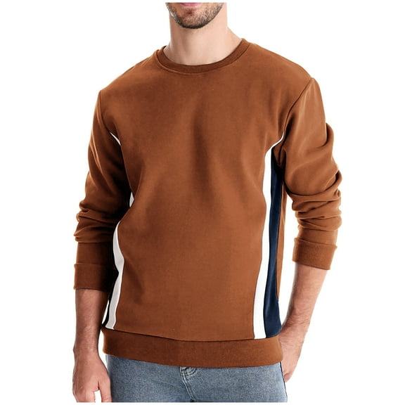 Lmnyox Men's Sweatshirts Long Sleeve Crew Neck Color Block Pullover Fashion Casual Fall Winter Tops Soft Comfy