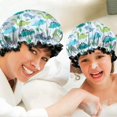thumbnail image 6 of Shower Caps,LightBlue Cartoon Dinosaurs Trees Pattern Waterproof Shower Cap for Women 4 Pieces,Double Reusable Hair Cover for Shower PEVA Elastic Stretch Hem, 6 of 7