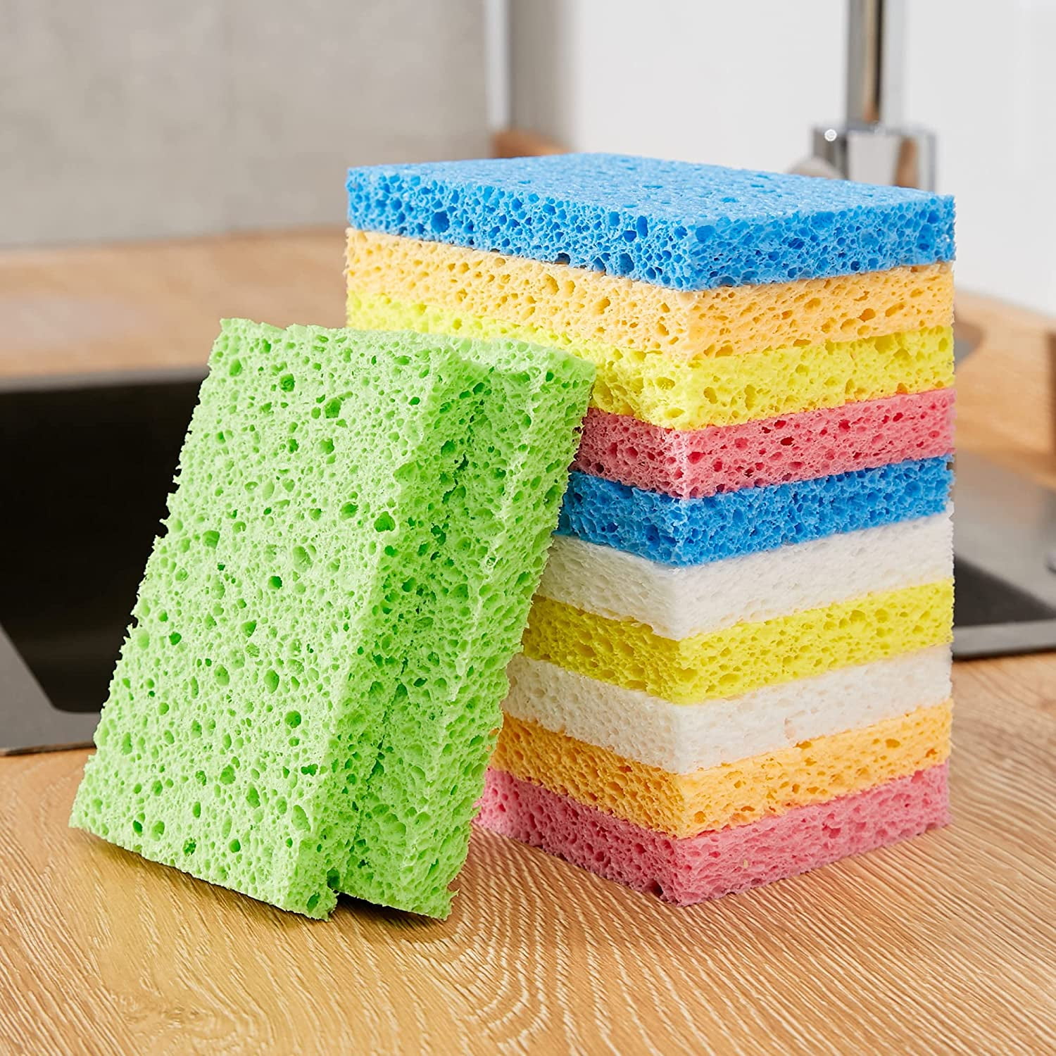 Compressed Sponges, Cellulose Sponges Kitchen for NonScratch Washing