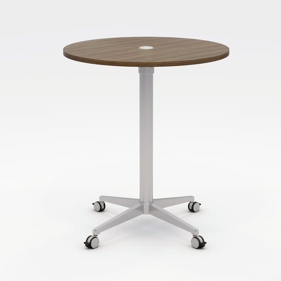 Olio Designs Workwell Pub Table, 36" Round Studio Teak Top, Casters
