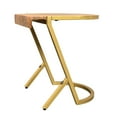 thumbnail image 4 of The Urban Port 17 Inch Side End C Table, Natural Mango Wood Top with Drop Edge, Iron Gold Angled Frame, 4 of 5