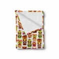 thumbnail image 2 of Tiki Bar Soft Flannel Fleece Throw Blanket, Sixties Retro Inspired Hawaiian Party Happy Tiki Pattern Colorful, Cozy Plush for Indoor and Outdoor Use, 70" x 90", Multicolor, by Ambesonne, 2 of 6