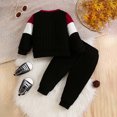 thumbnail image 6 of Ulanda Toddler Boy Clothes Fall Winter Outfit Sweatshirt Pants Boys Fashion Clothes Color Block Long Sleeve Sweatshirt Pants Outfit Set (Red, 9-12 Months), 6 of 8