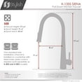 thumbnail image 3 of Stylish Siena 17 ¾" Ht Single Handle Brushed Stainless Steel Pull Down Kitchen Faucet K-135S, 3 of 11